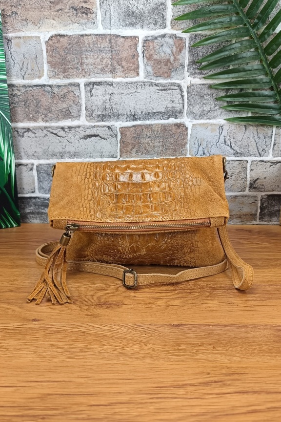 δερμάτινο-τσαντάκι-καστόρι-κροκό-κάμελ