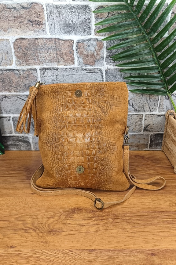 δερμάτινο-τσαντάκι-καστόρι-κροκό-κάμελ