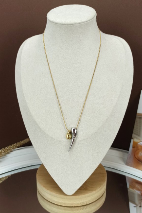 κολιέ-γυναικείο-γούρι-2026-διχρωμία-κέρατο-ατσάλι