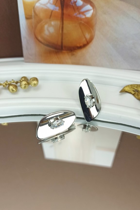 σκουλαρίκια-κλιπ-οβάλ-διαμαντάκι-ασημί