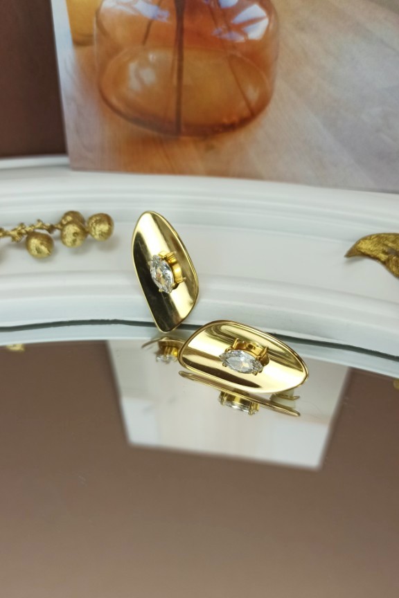 σκουλαρίκια-κλιπ-οβάλ-διαμαντάκι-χρυσά