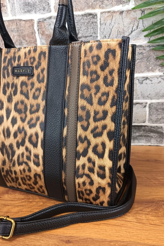 γυναικεία-τσάντα-λεοπάρ-tote-μαύρη