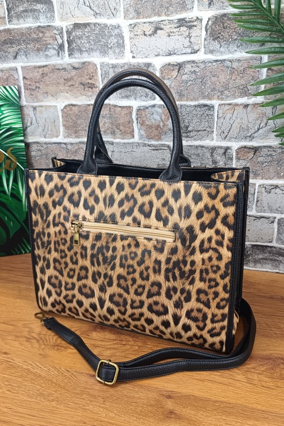 γυναικεία-τσάντα-λεοπάρ-tote-μαύρη