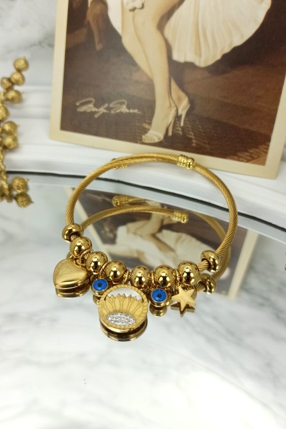 ατσάλινο-βραχιόλι-pandora-καρδιά-χρυσό