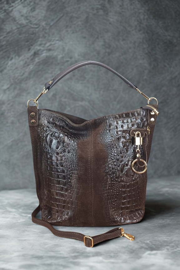 δερμάτινη-τσάντα-ώμου-μεγάλη-κροκο-καφέ-σκούρο