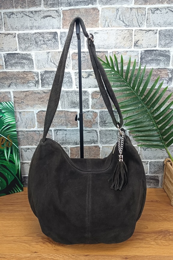 δερμάτινη-τσάντα-hobo-καστόρι-καφέ-σκούρο