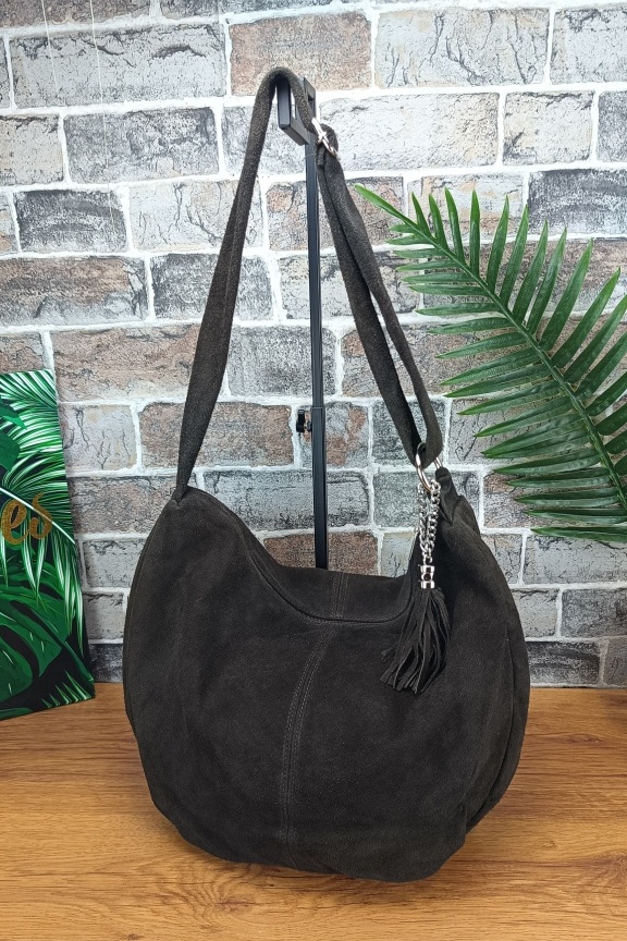 δερμάτινη-τσάντα-hobo-καστόρι-καφέ-σκούρο