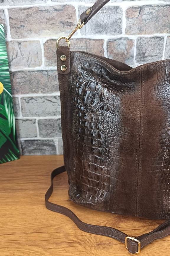 δερμάτινη-τσάντα-ώμου-μεγάλη-κροκο-καφέ-σκούρο