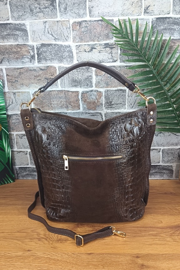 δερμάτινη-τσάντα-ώμου-μεγάλη-κροκο-καφέ-σκούρο