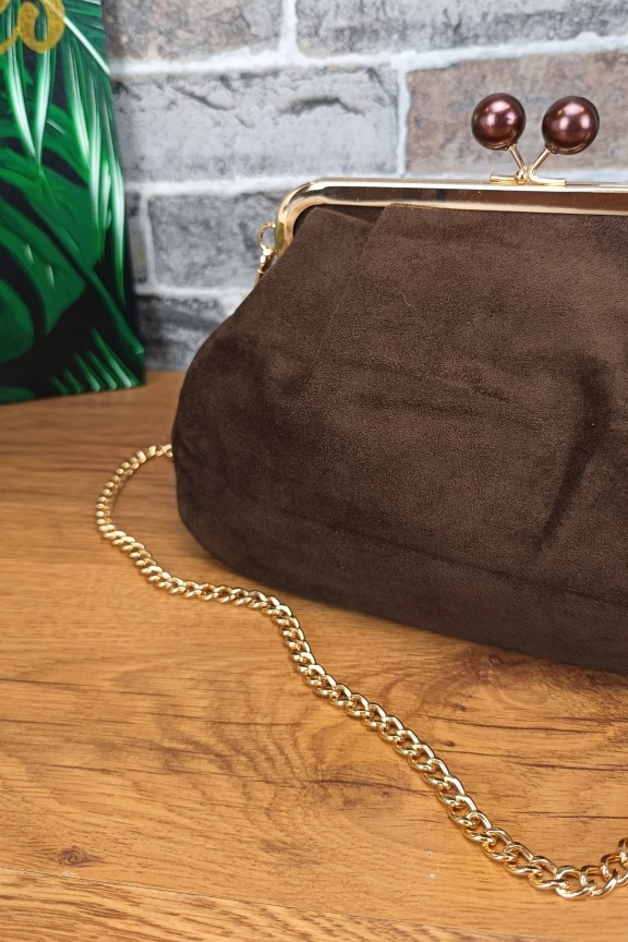 τσάντα-clutch-καστόρι-καφέ