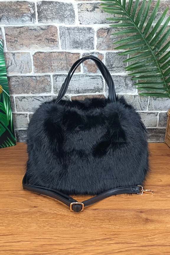 τσάντα-χιαστί-γούνα-μαύρη