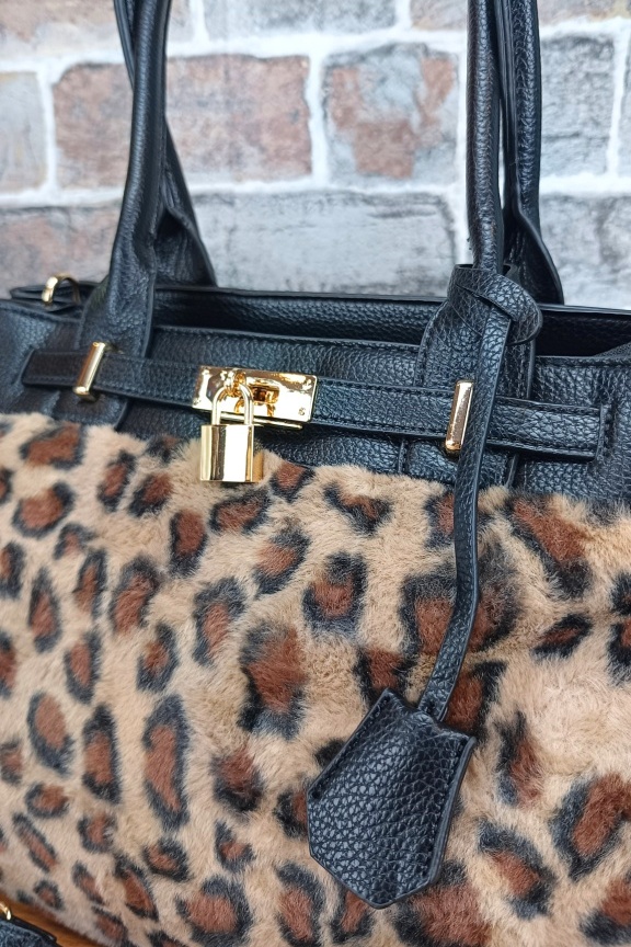 τσάντα-tote-λεοπάρ-γούνα-μπεζ