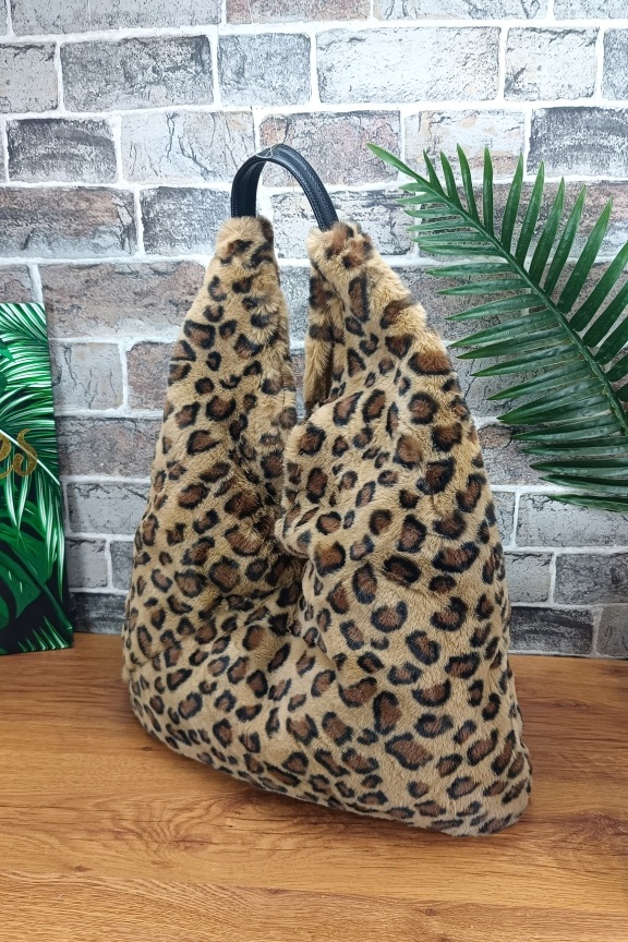 τσάντα-hobo-λεοπάρ-γούνα-μπεζ