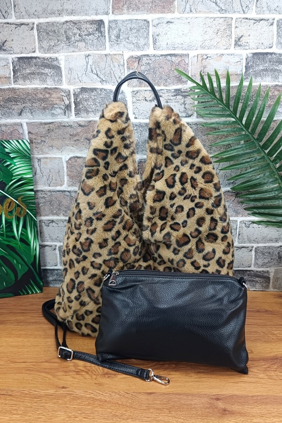 τσάντα-hobo-λεοπάρ-γούνα-μπεζ