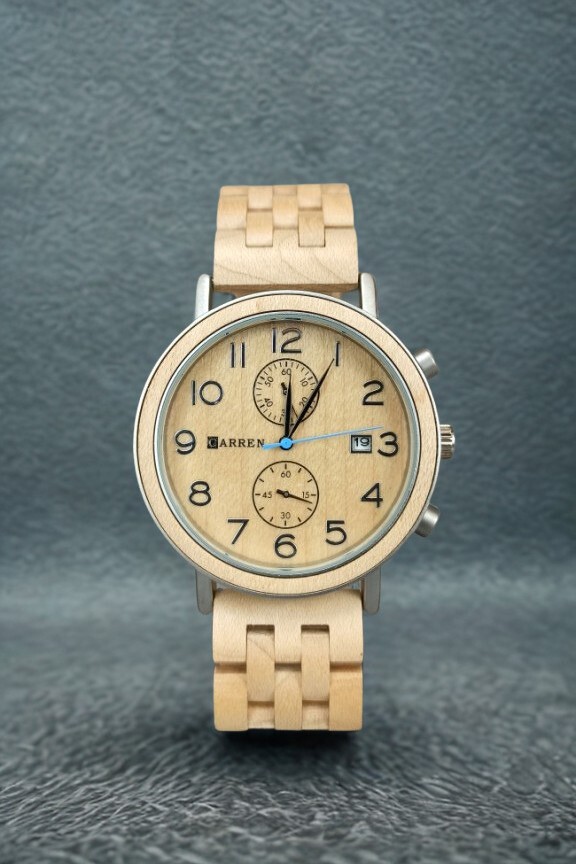 ξύλινο-ρολόι-μπρασελέ-λευκό-ξύλο-λεύκας