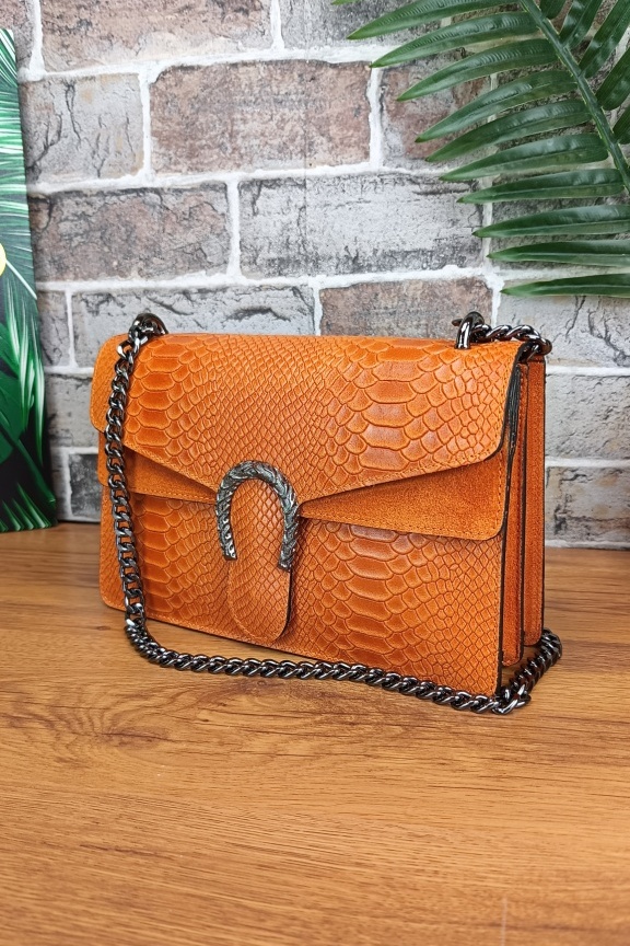 δερμάτινη-τσάντα-κροκό-πορτοκαλί-με-πέταλο-μεγάλη