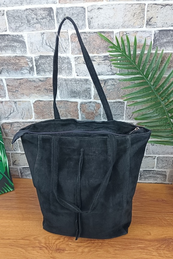 δερμάτινη-τσάντα-καστόρι-hobo-μαύρη