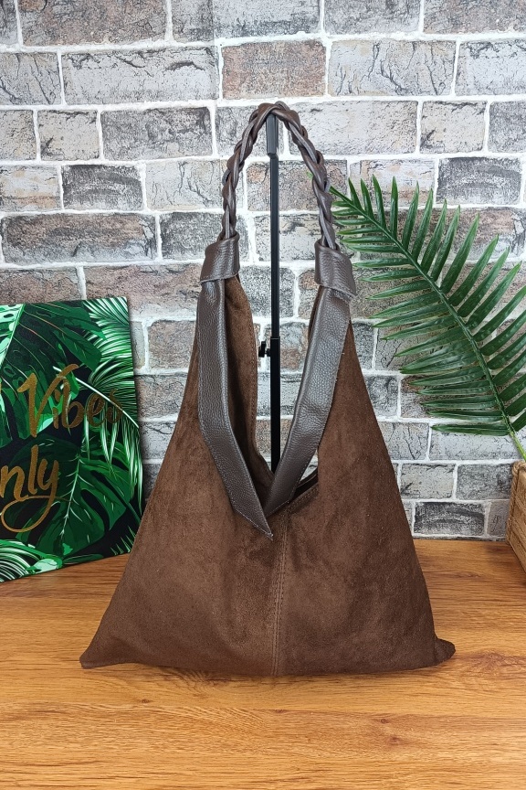 δερμάτινη-τσάντα-hobo-στριφτή-λαβή-καφέ-σκούρο