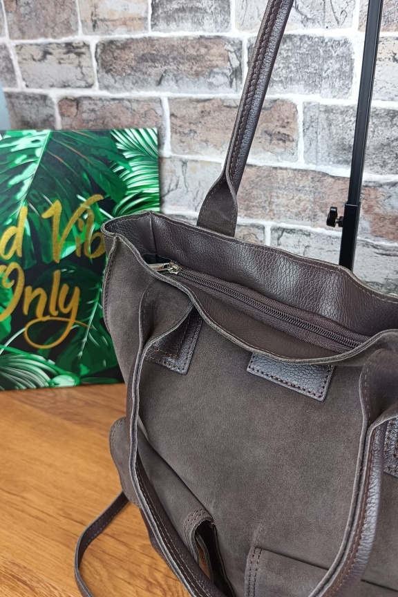 δερμάτινη-τσάντα-καστόρι-επαγγελματική-καφέ-γκρι