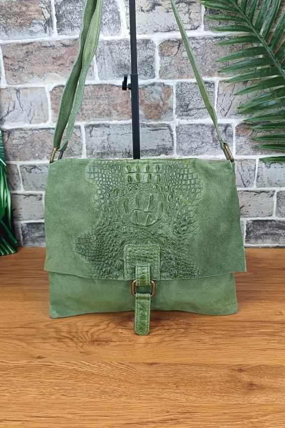 δερμάτινη-τσάντα-καστόρι-κροκό-πράσινη