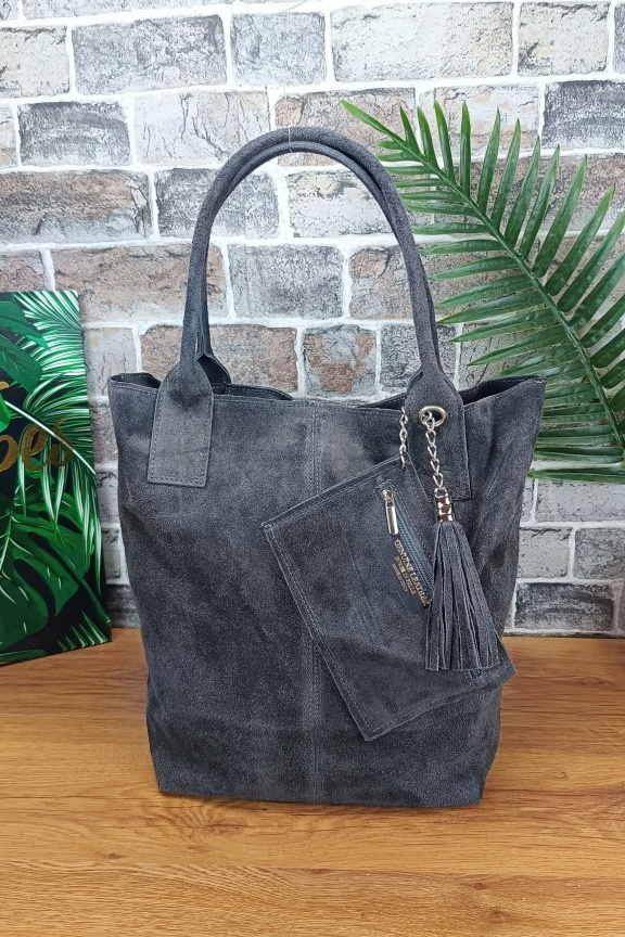 δερμάτινη-τσάντα-πορτοφολάκι-καστόρι-γκρι-σκούρο