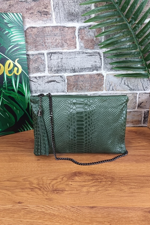 δερμάτινη-τσάντα-φάκελος-φίδι-πράσινη