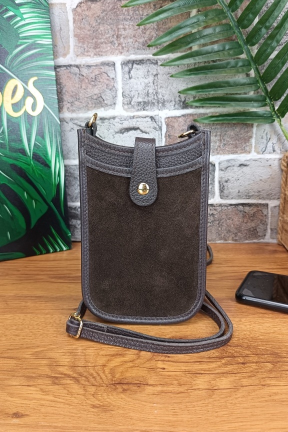 δερμάτινο-τσαντάκι-κινητού-καφέ-σκούρο