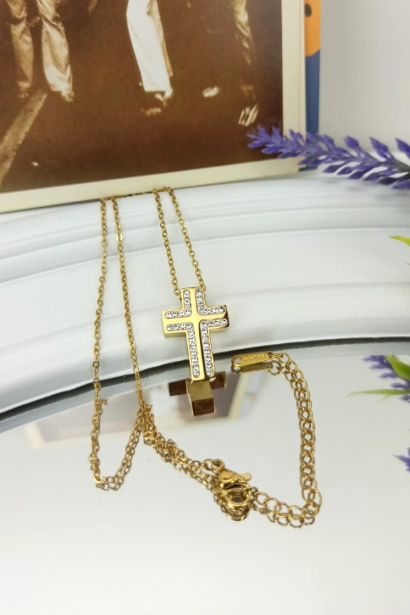 κολιέ-σταυρός-ζιρκόν-χρυσό