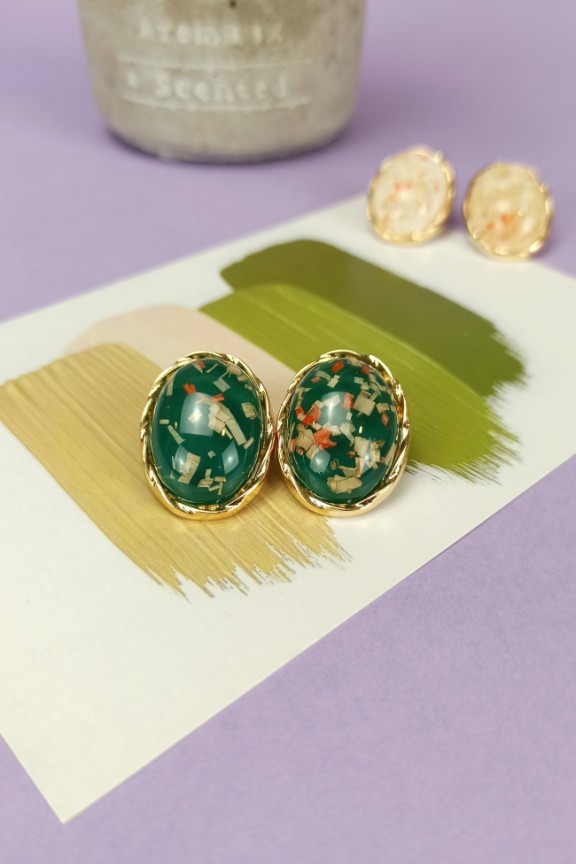 σκουλαρίκια-ρητίνης-ψηφιδωτό-πράσινα