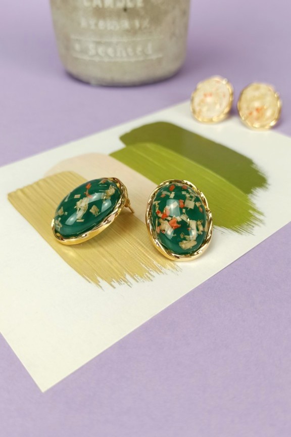 σκουλαρίκια-ρητίνης-ψηφιδωτό-πράσινα