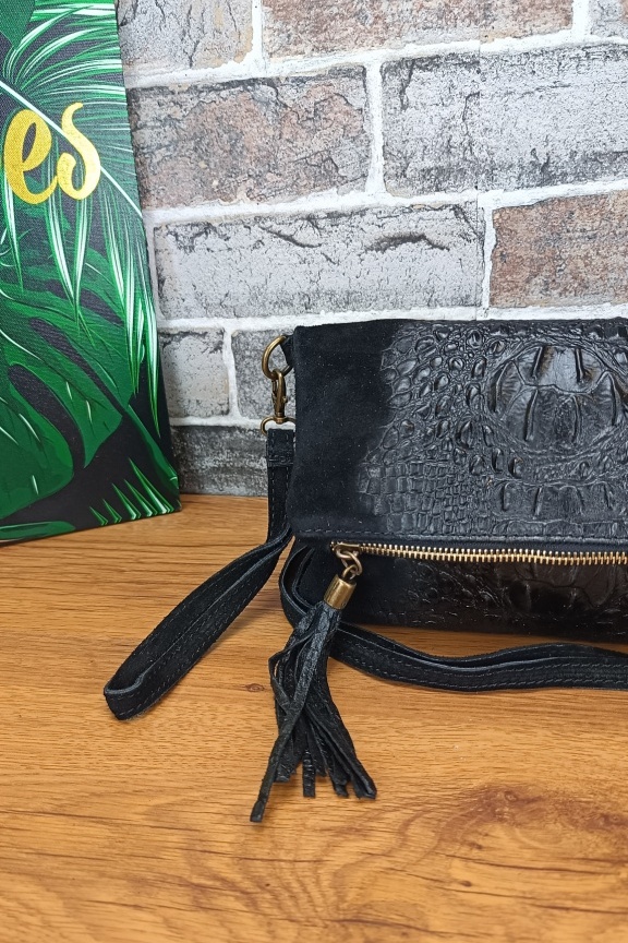 δερμάτινο-τσαντάκι-καστόρι-κροκό-μαύρη