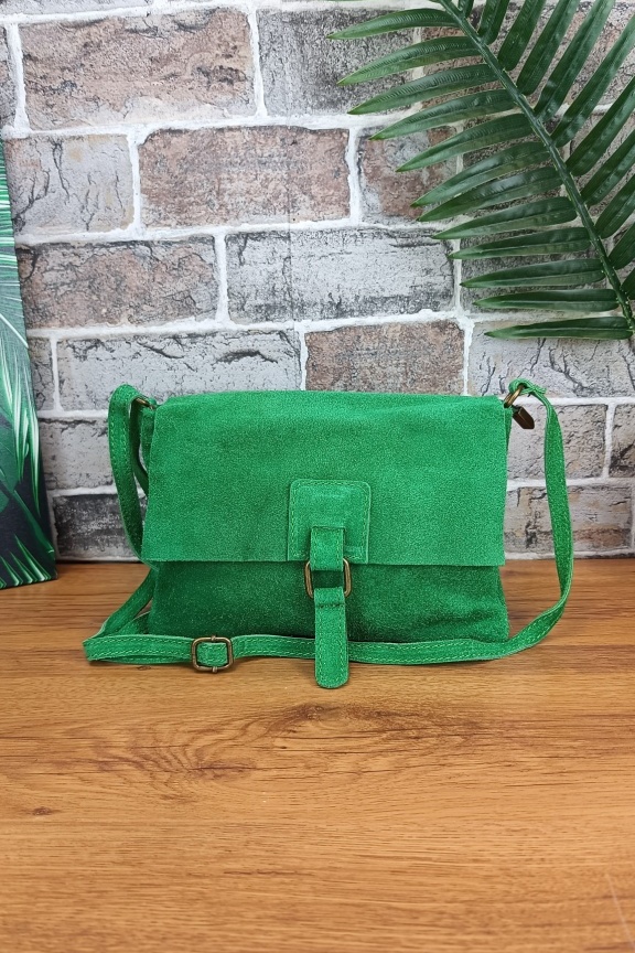 δερμάτινη-τσάντα-χιαστί-καστόρι-πράσινη