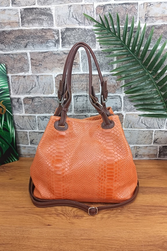 δερμάτινη-τσάντα-ώμου-φίδι-πορτοκαλί