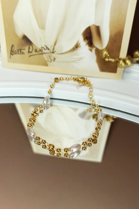 ατσάλινο-βραχιόλι-πέρλες-χρυσό