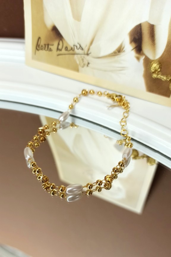 ατσάλινο-βραχιόλι-πέρλες-χρυσό