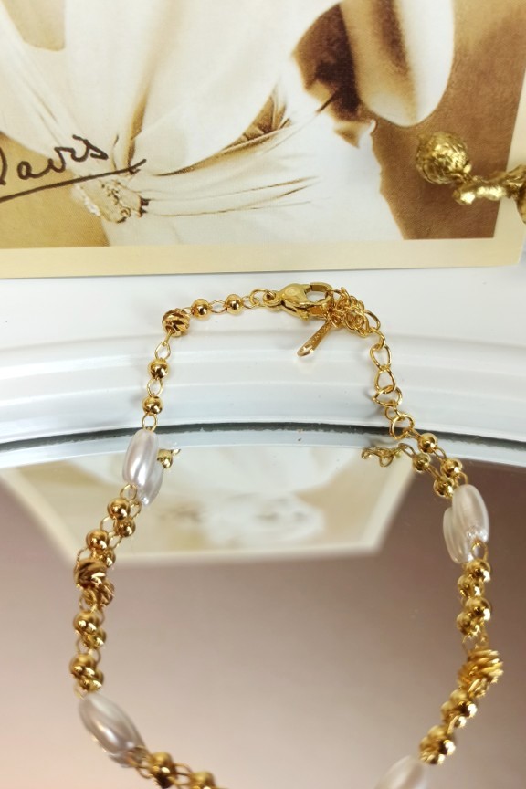 ατσάλινο-βραχιόλι-πέρλες-χρυσό