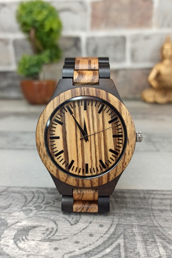 ξύλινο-ρολόι-χειρός-μπρασελέ-καφέ-μπεζ