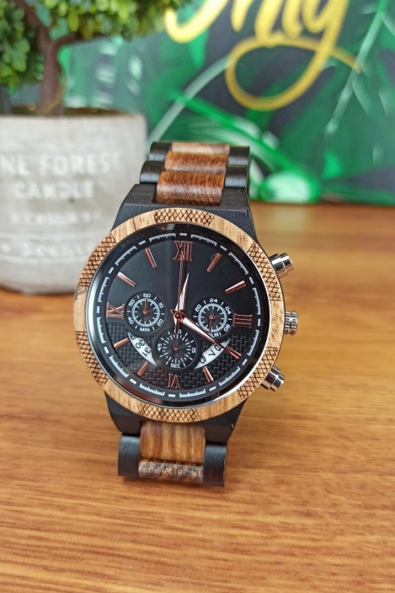 ξύλινο-ρολόι-μπρασελέ-διχρωμία-καρυδιά-έβενος