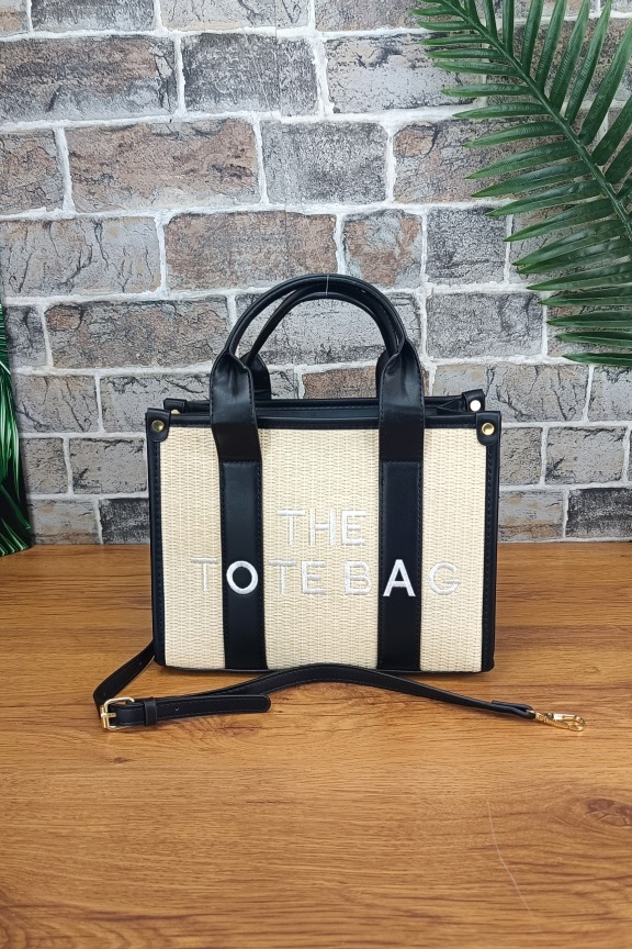 ψάθινη-τσάντα-ώμου-tote-μικρή-μαύρη